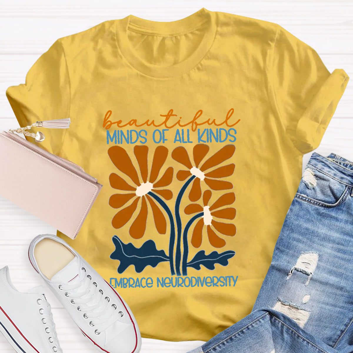 Beautiful Minds Of All Kinds Embrace Neurodiversity Teacher T-Shirt