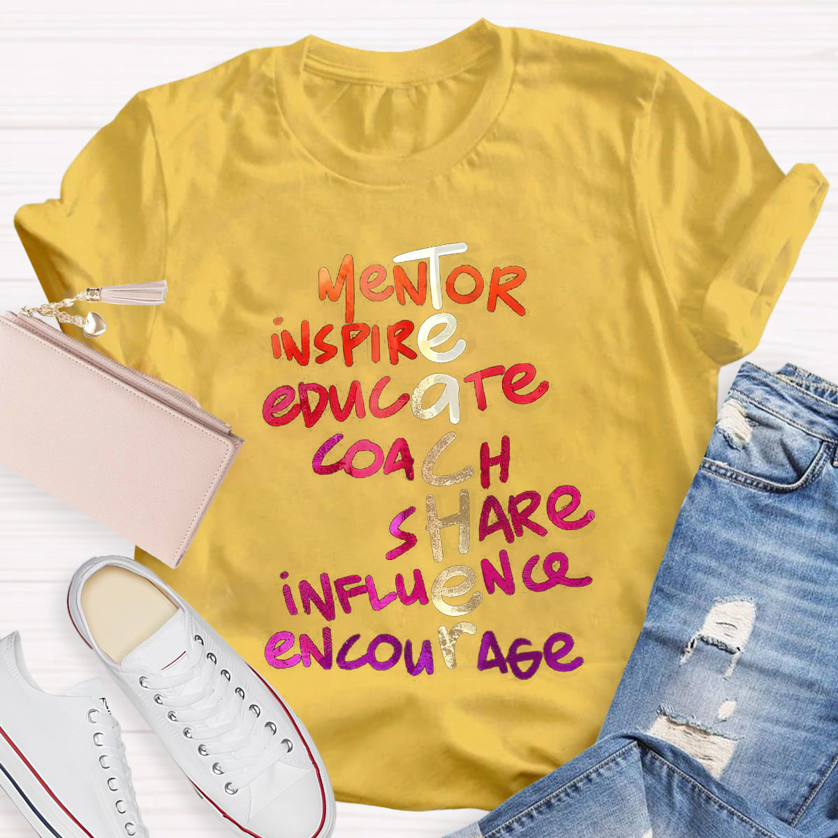 Golden Letters Mentor Teacher T-Shirt