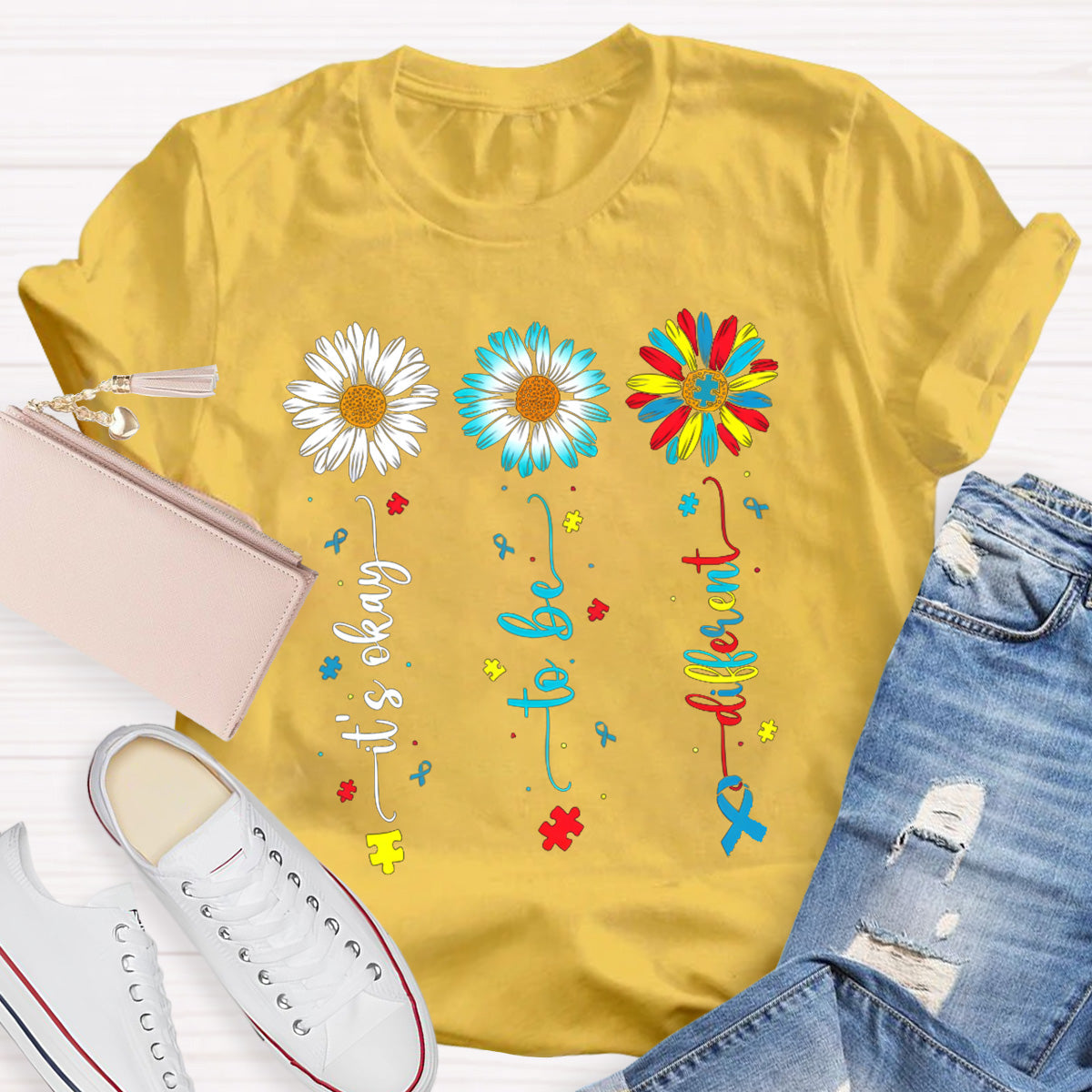 It's OK To Be Different Flower Teacher T-Shirt