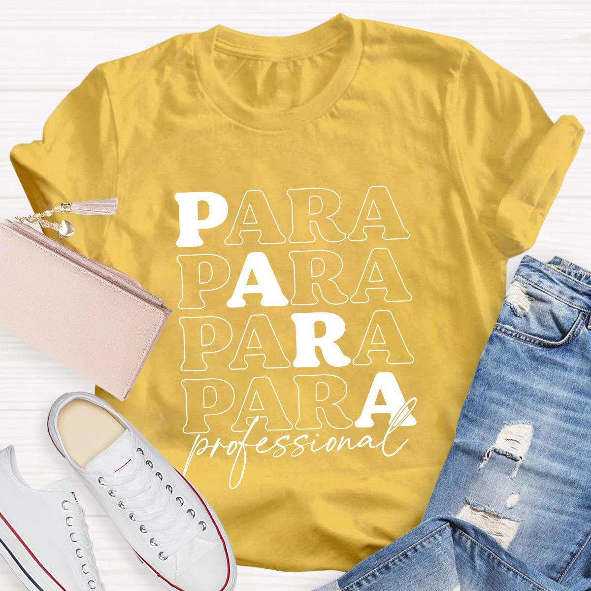 Para Profession Black Letters Teacher T-Shirt