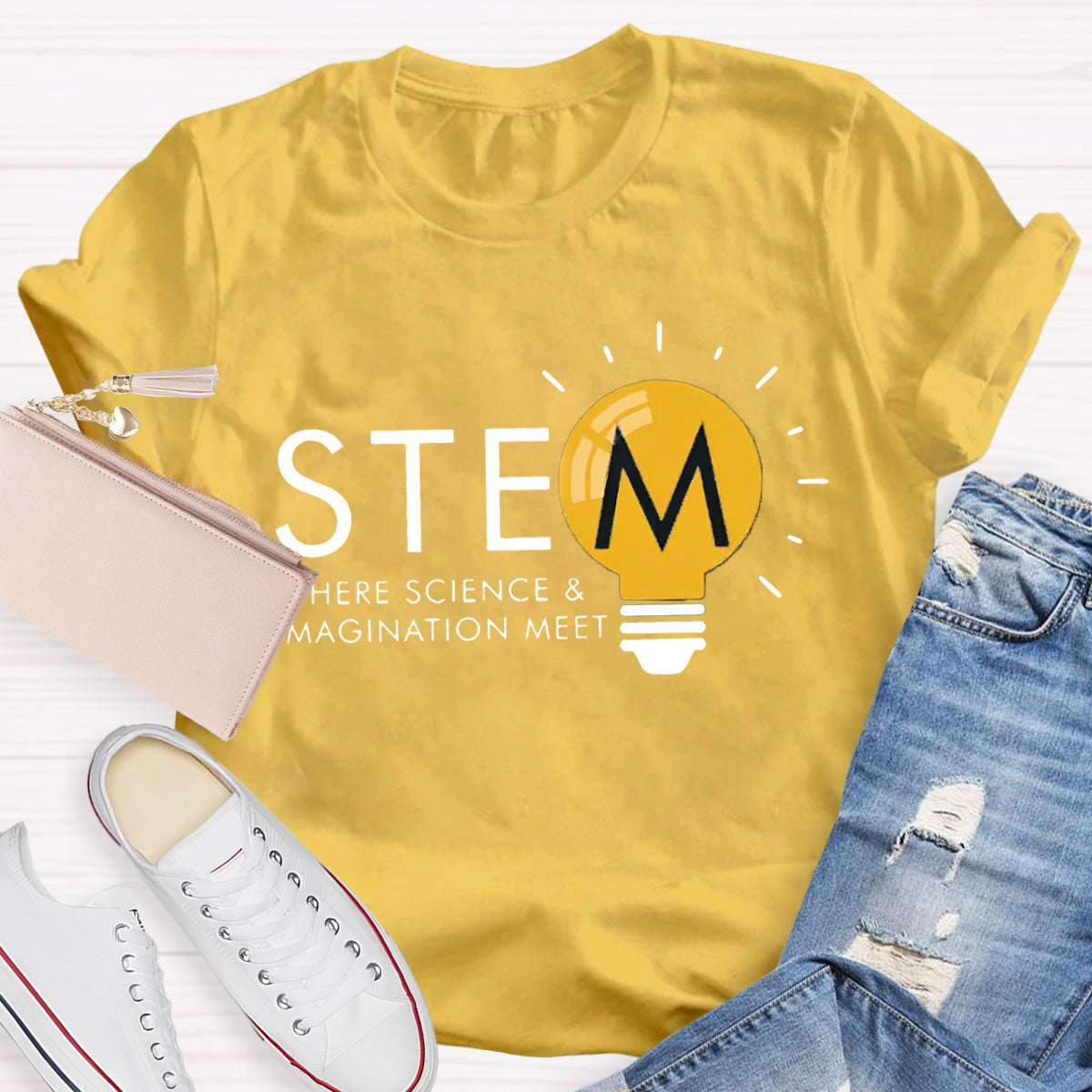 Stem Where Science And Imagination Meet Teacher T-Shirt