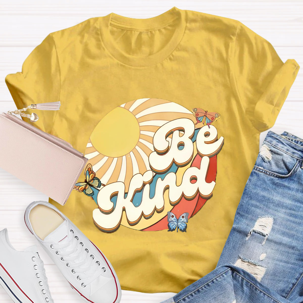 Be Kind Sunshine Butterfly Teacher T-Shirt