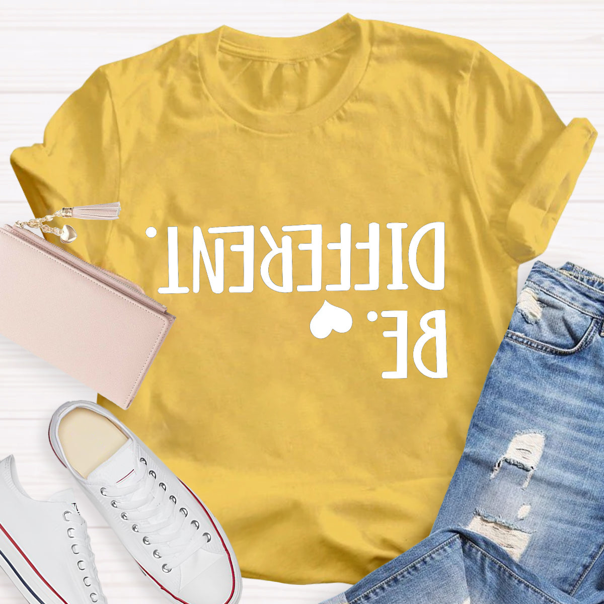 Be Different Text Reflection T-Shirt