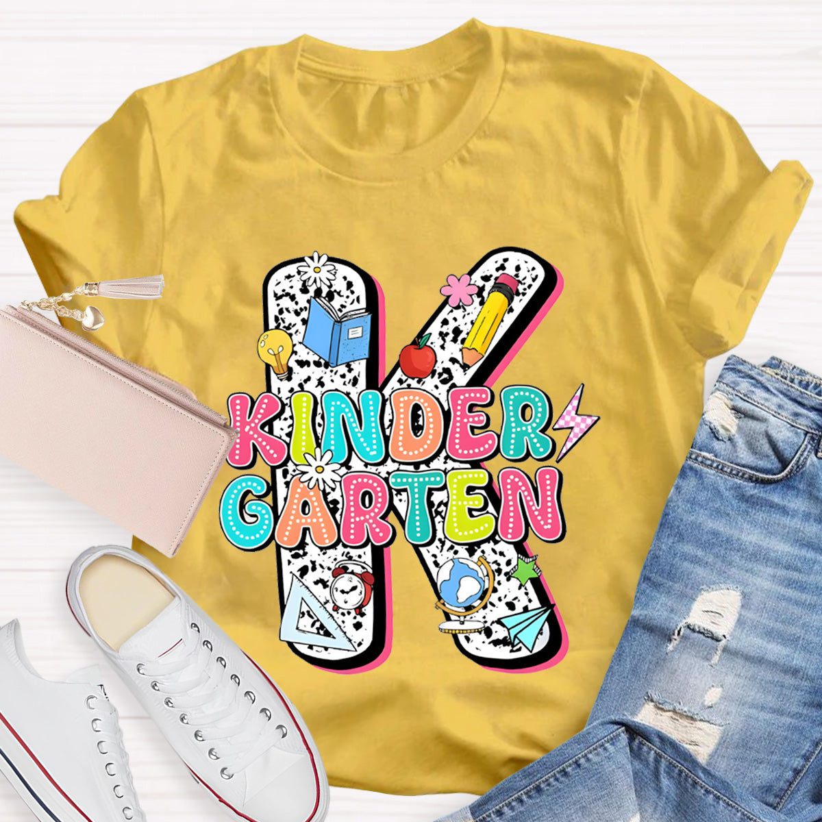 Personalized Grade Kindergarten Letter Teacher T-Shirt