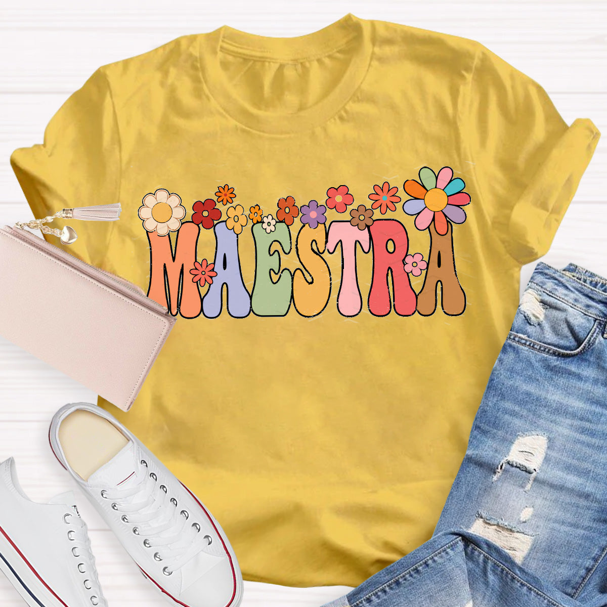 Maestra Flower Teacher T-Shirt