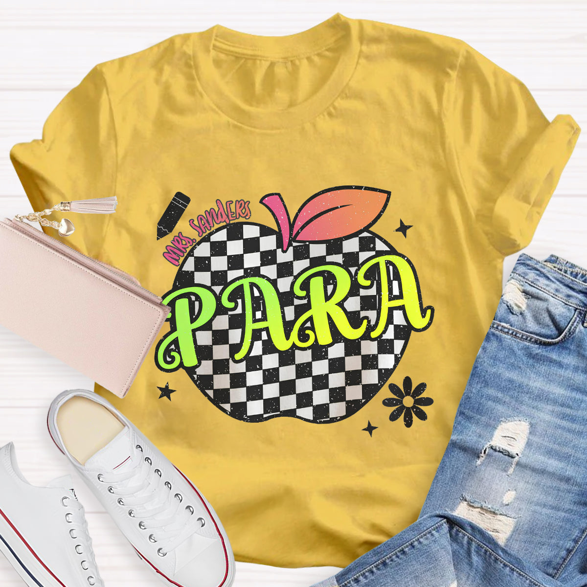 Personalized Para Teachers Name Apple Teacher T-Shirt