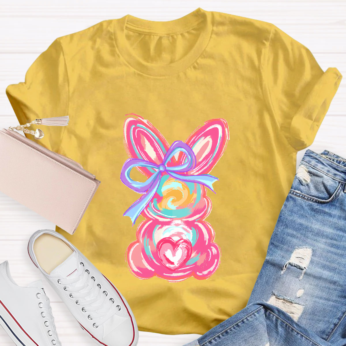 Colorful Bunny Happy Easter T-Shirt
