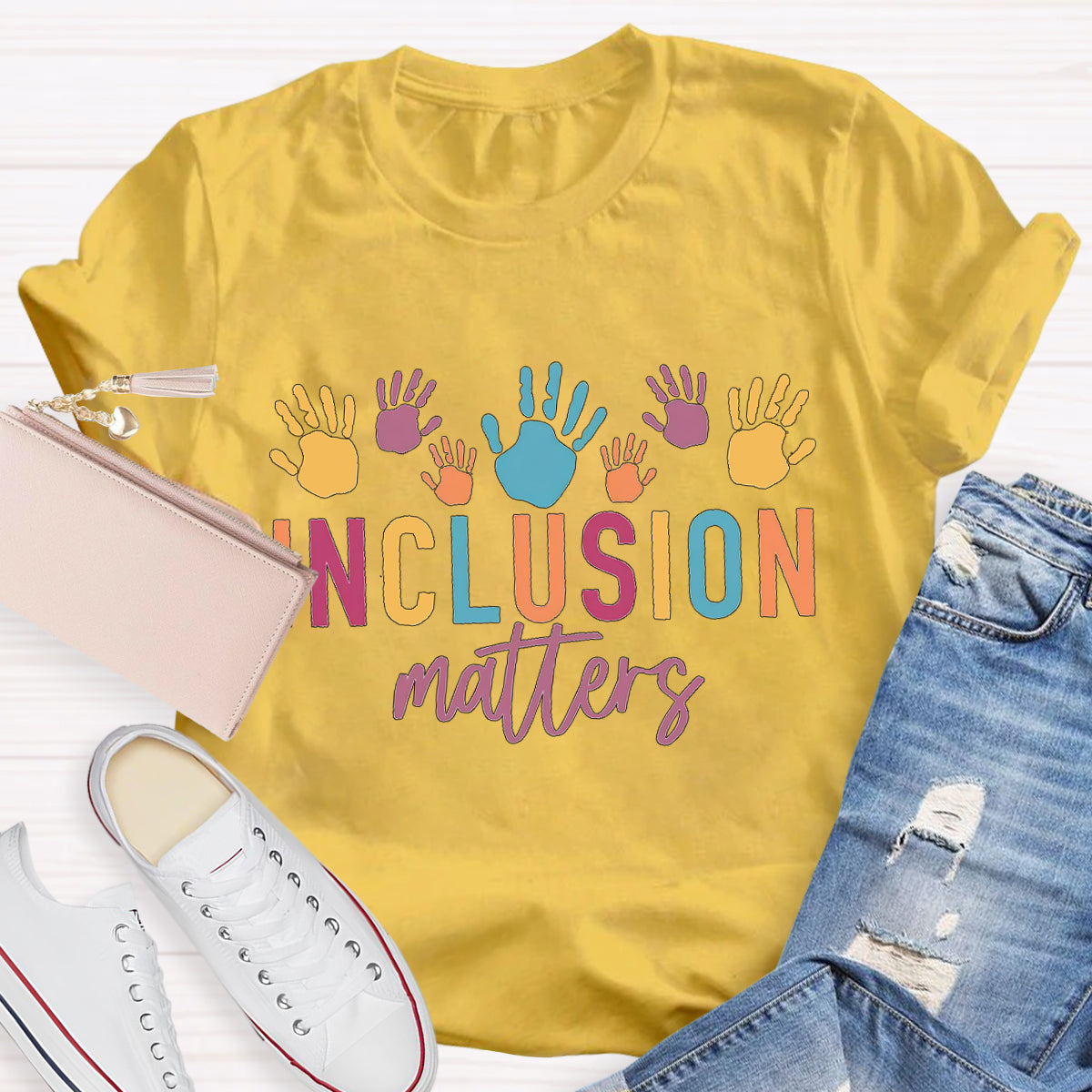 Inclusion Matters Colorful Hands Teacher T-Shirt