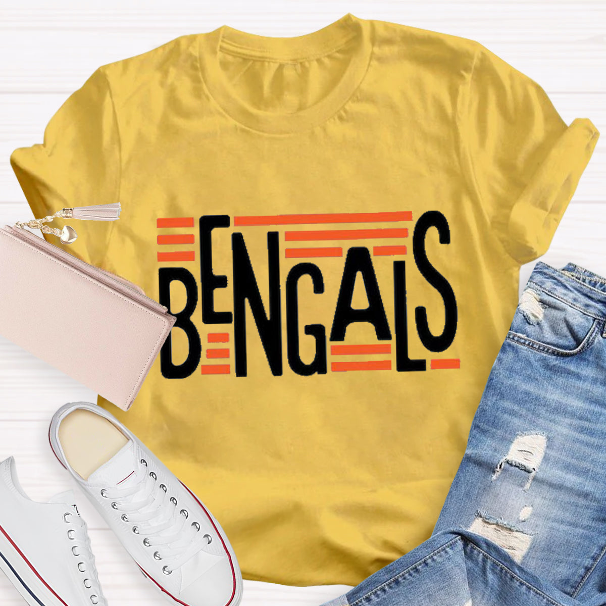 Personalized Mascot Bengals Black Letters Teacher T-Shirt