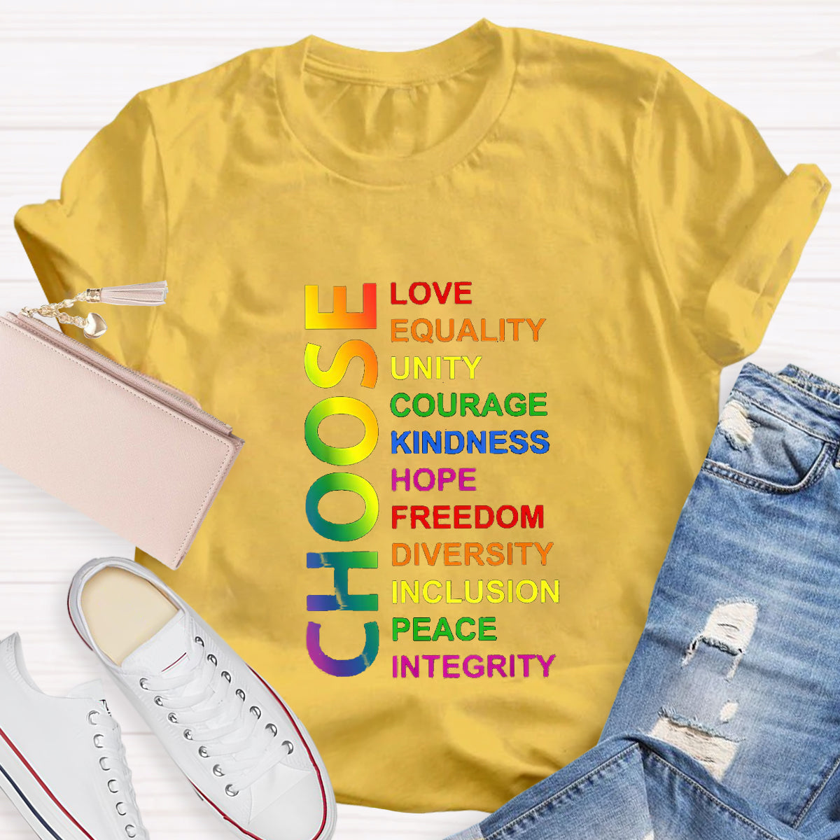 Choose Love Equality Unity Teacher T-Shirt