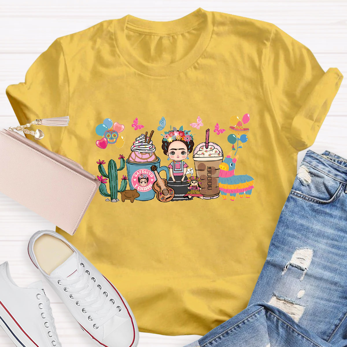 Spanish Teacher Coffee Butterfly T-Shirt