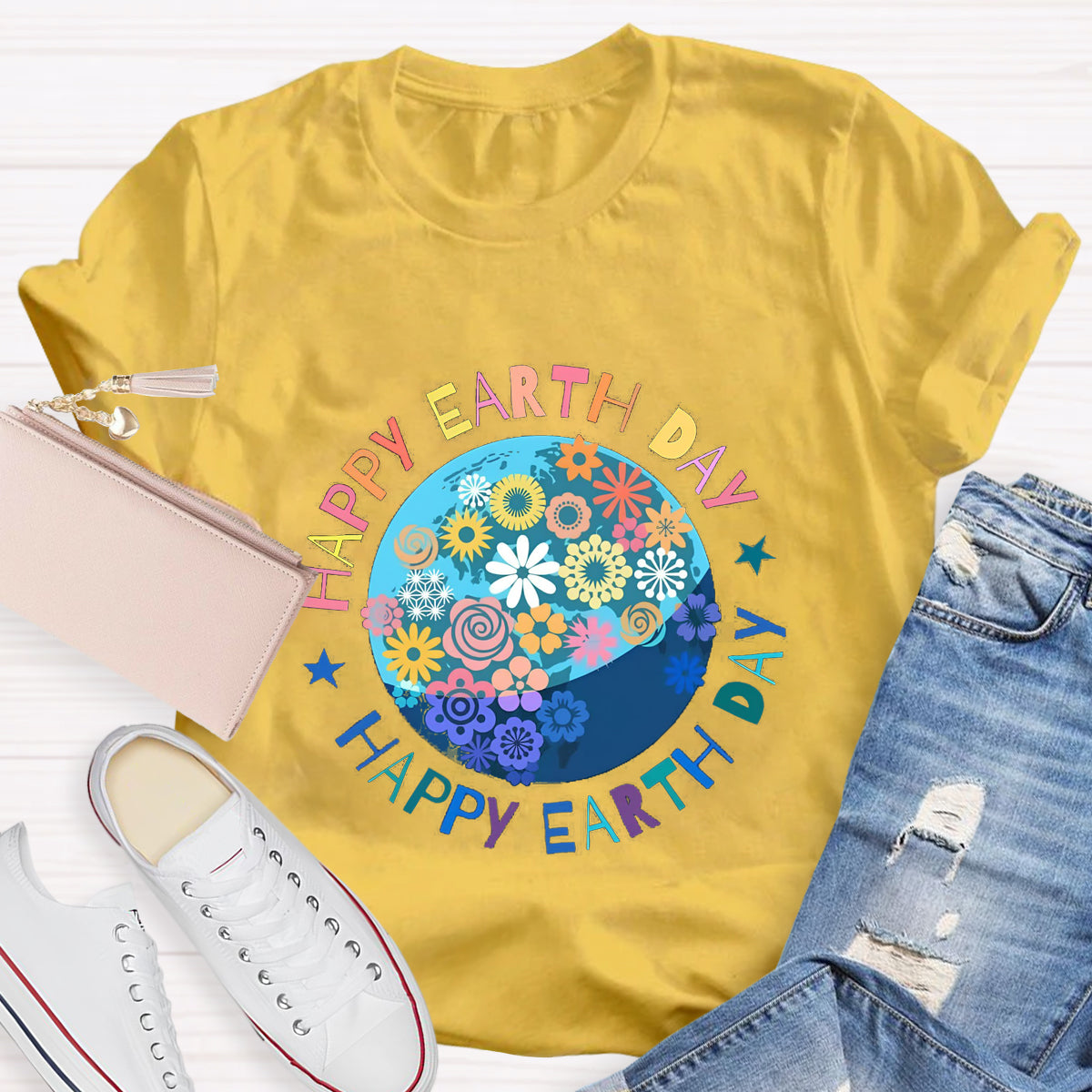 Happy Earth Day Floral Earth T-Shirt