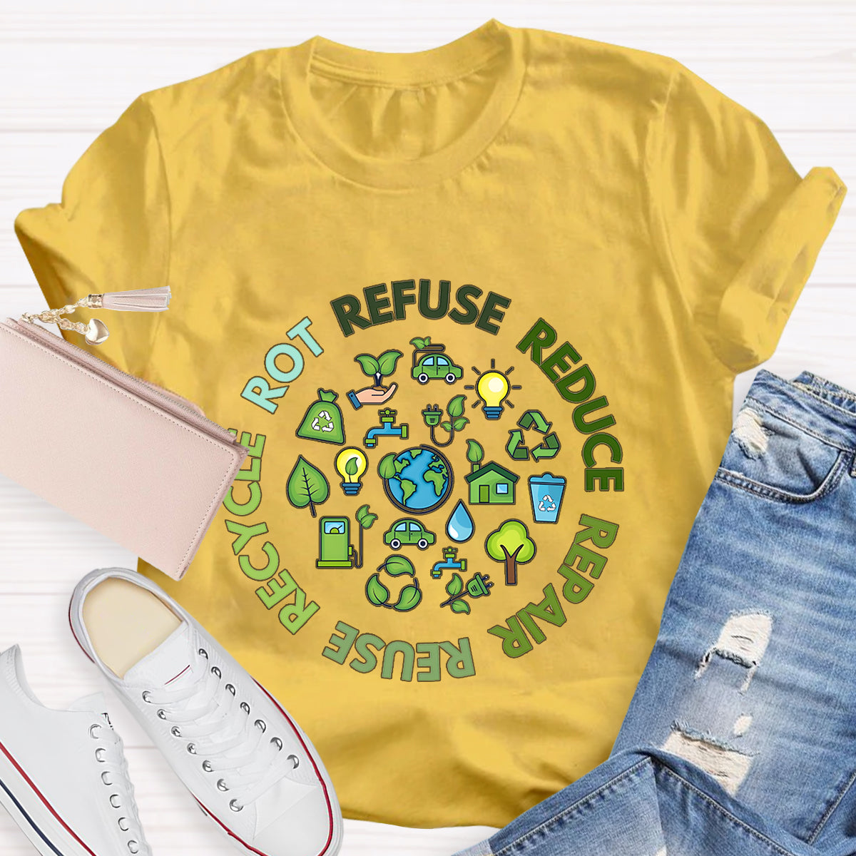 Refuse Reduce Repair Reuse Recycle Rot Earth Day T-Shirt