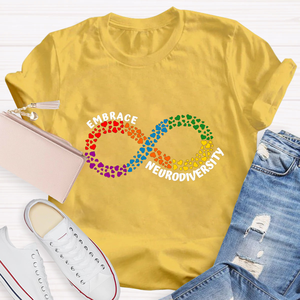 Embrace Neurodiversity Heart Infinity symbol T-Shirt