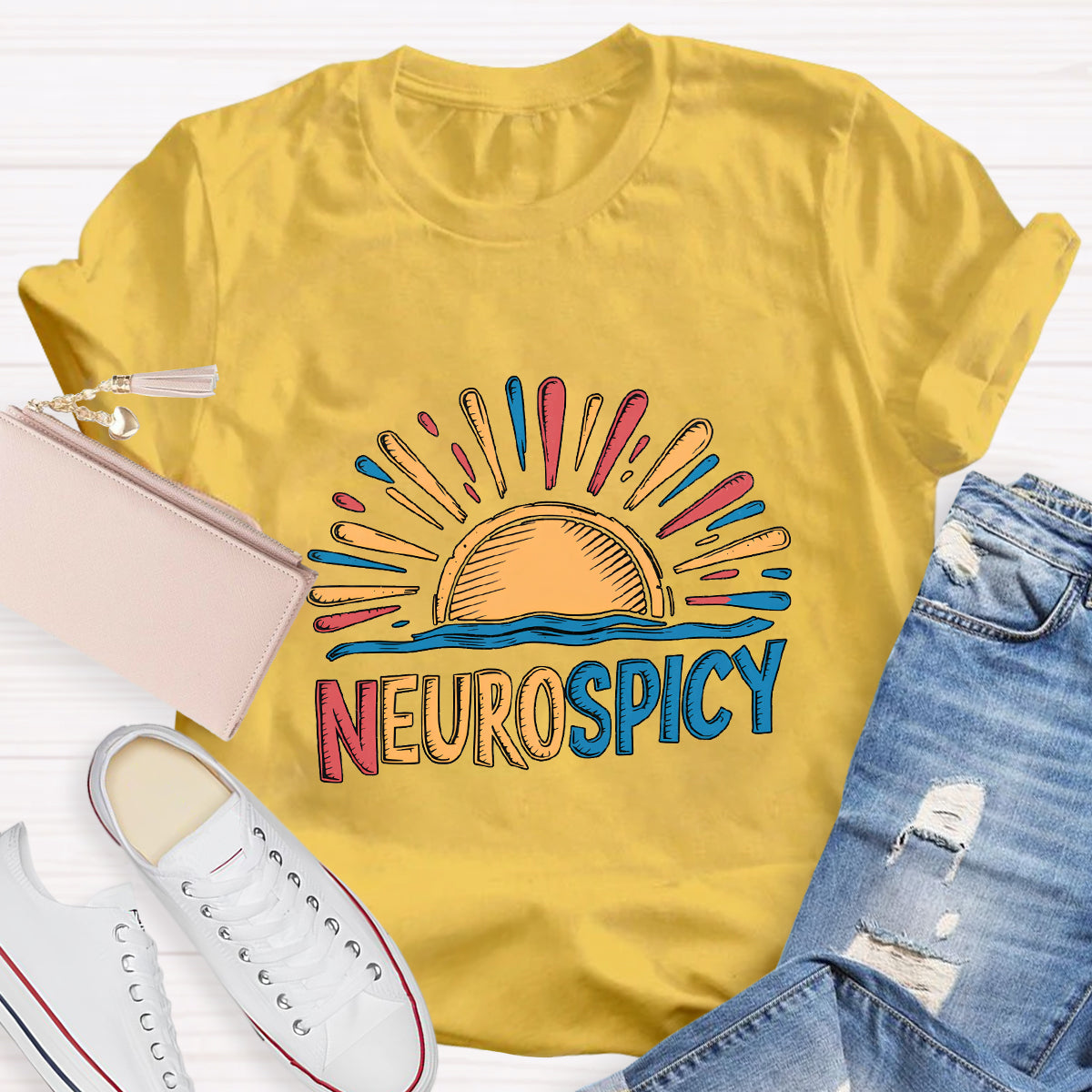 Rainbow Positive Autism Teacher T-Shirt