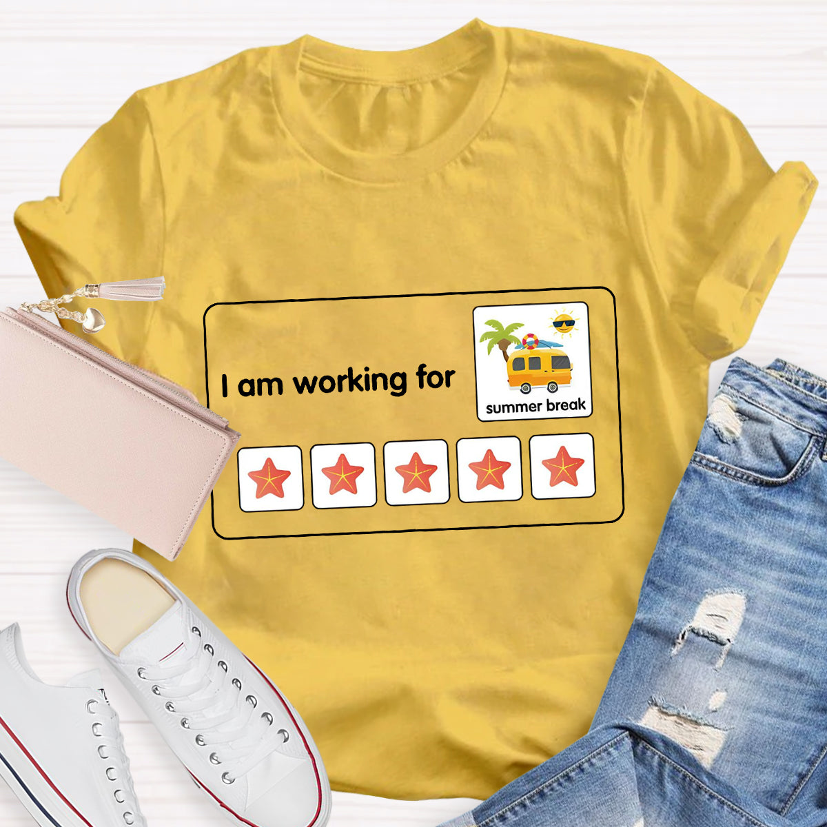 I Am Working For Summer Break School Bus Teacher T-Shirt