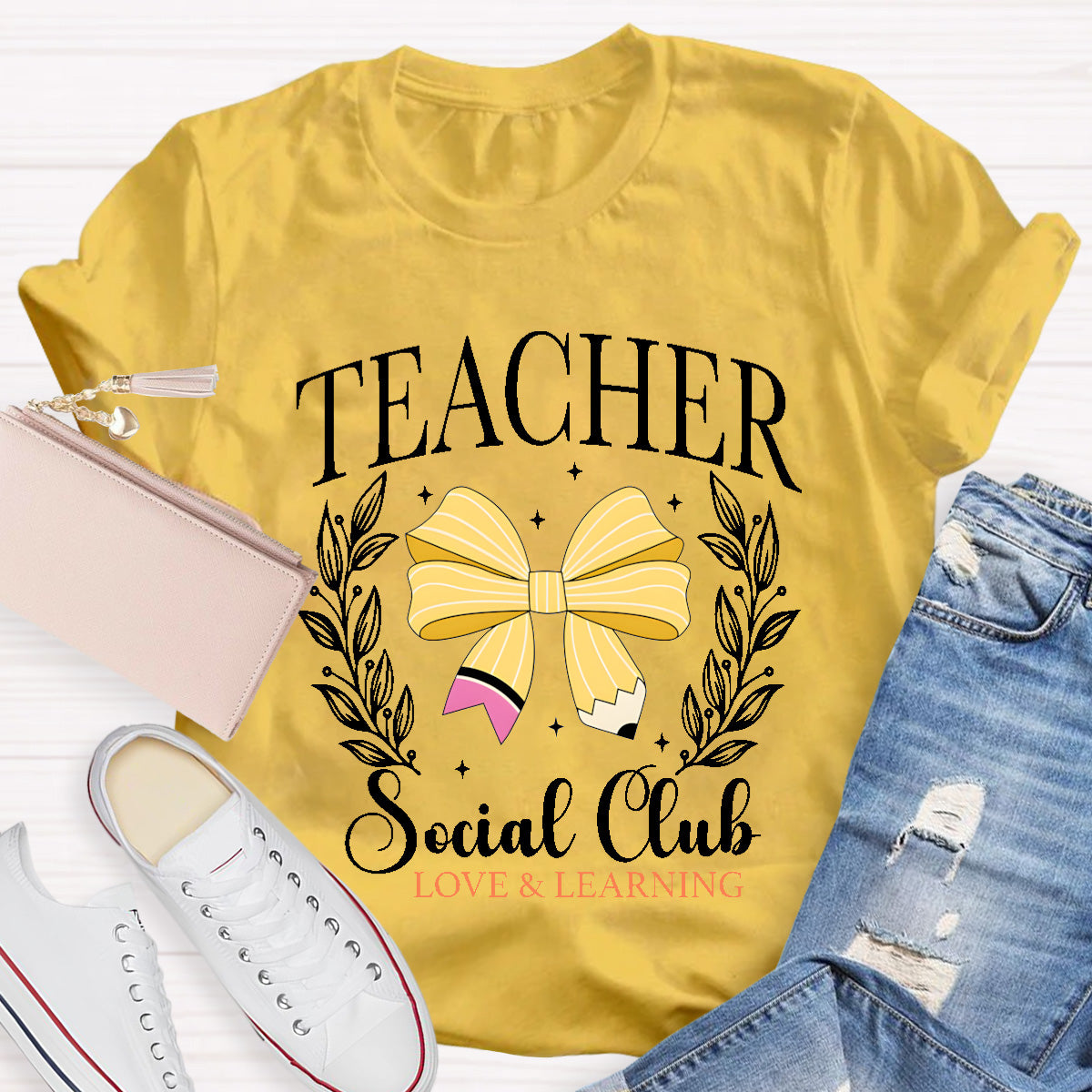 Teacher Social Club Love And Learning Teacher T-Shirt