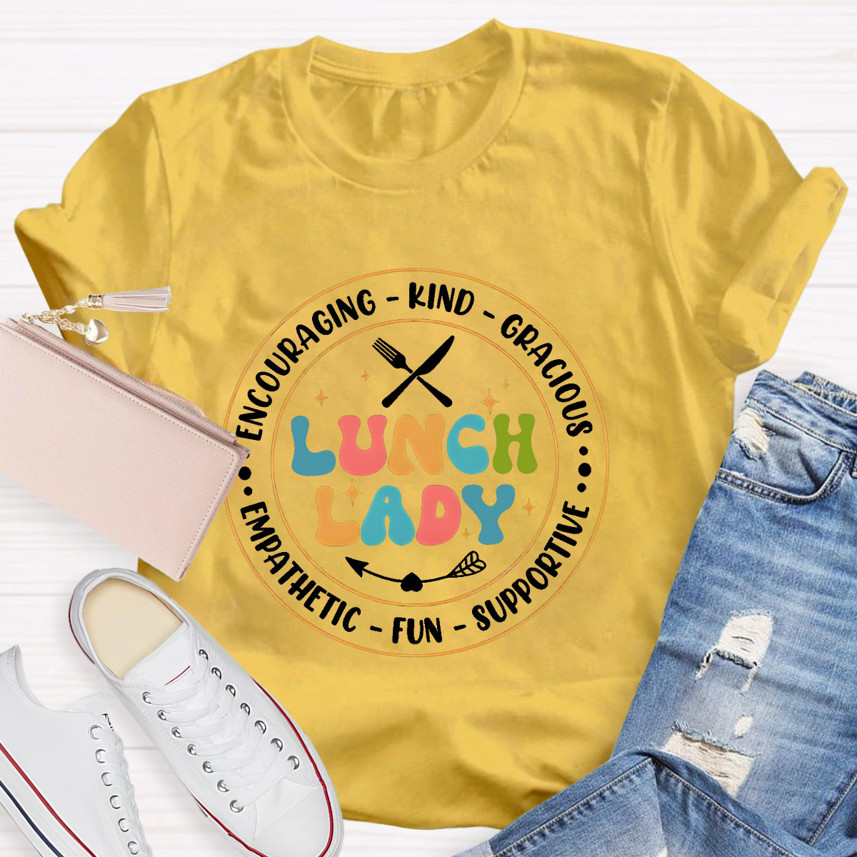 Encouraging Kind Lunch Lady Teacher T-Shirt