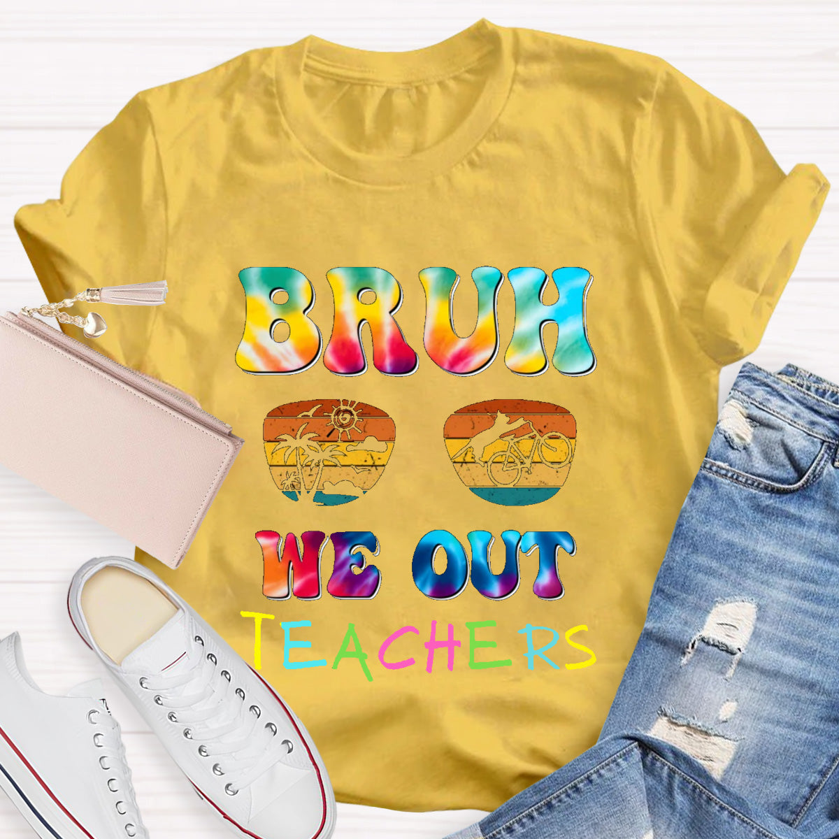 Bruh We Out Sunny Teacher T-Shirt