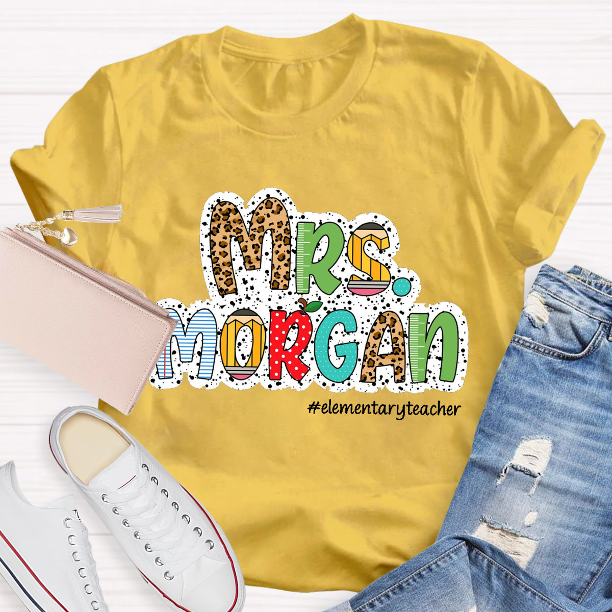 Personalized Name Elementary Teacher T-Shirt