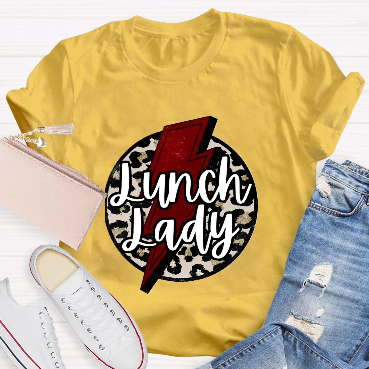 Leopard Printed Lunch lady T-Shirt