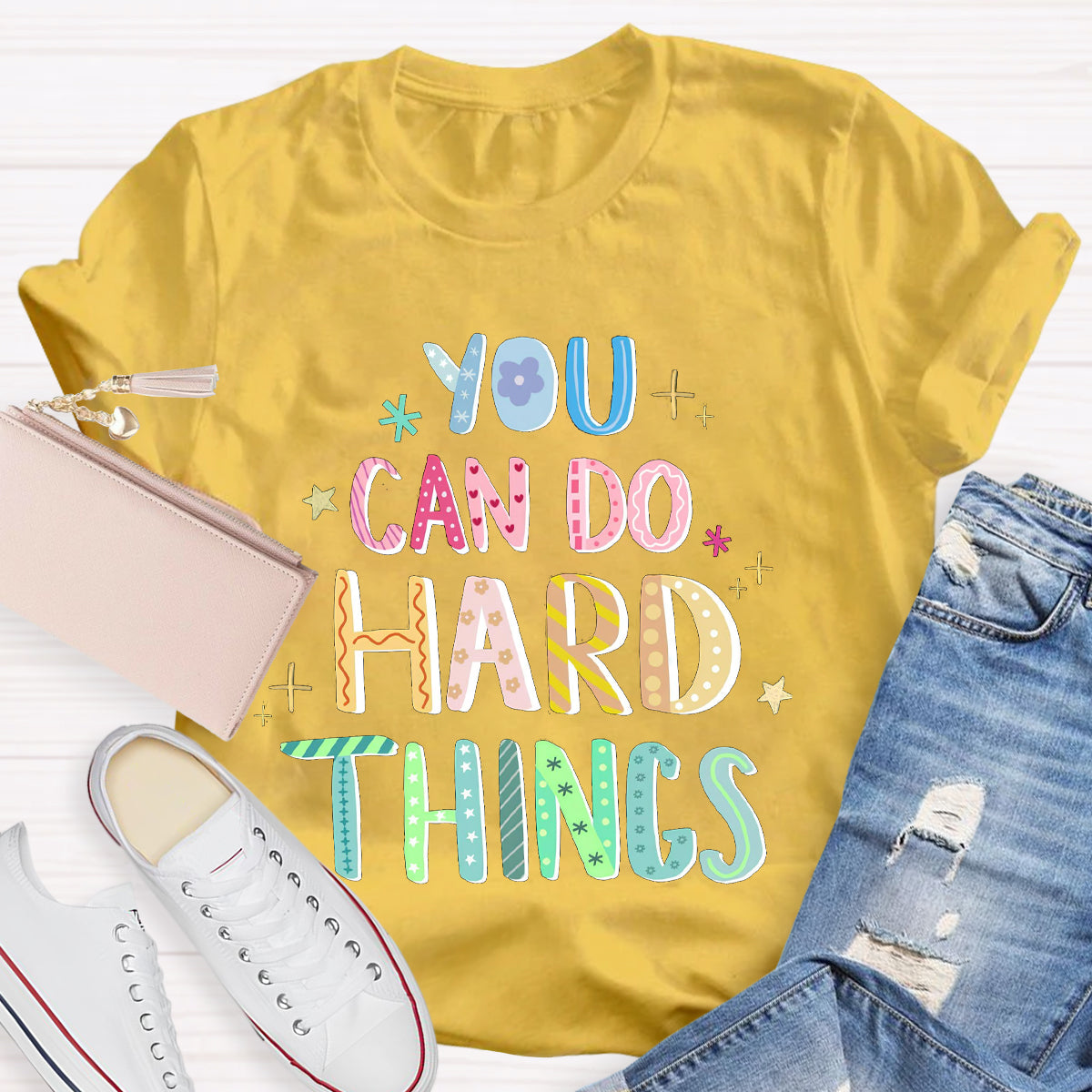 You Can Do Hard Things Motivational Language T-Shirt