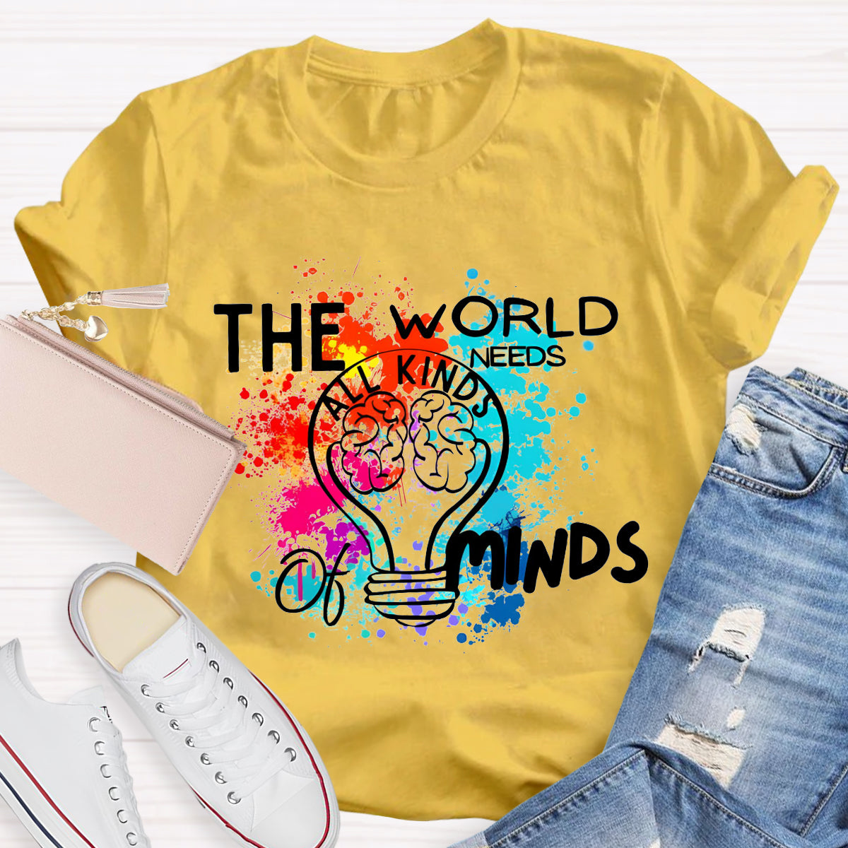 The World Needs All Kinds Of Minds Colorful Brain T-Shirt