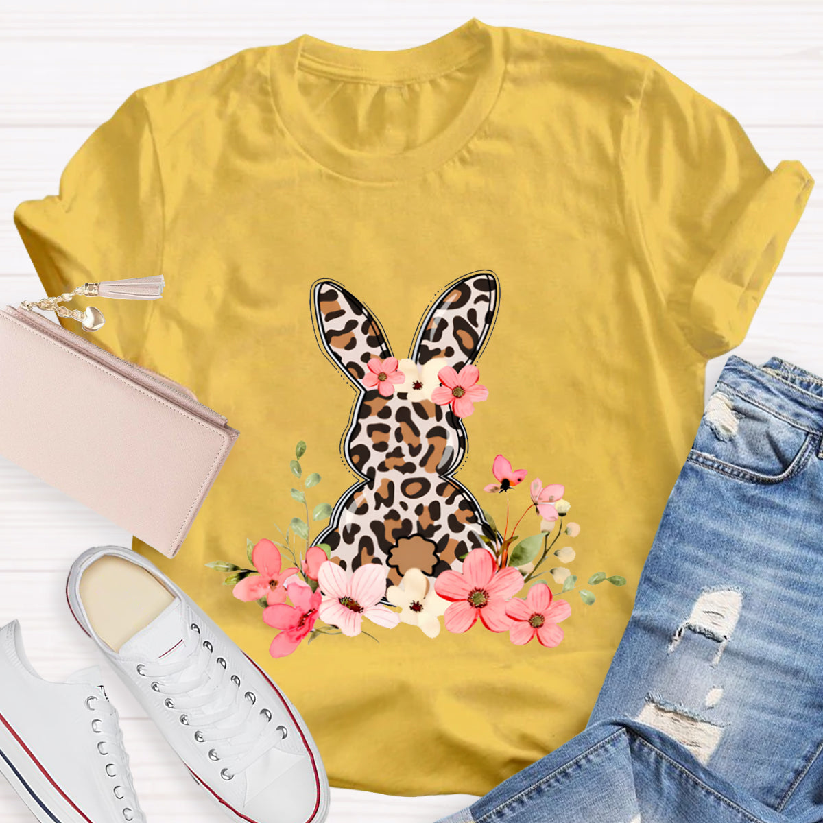 Leopard Bunny Teacher T-Shirt