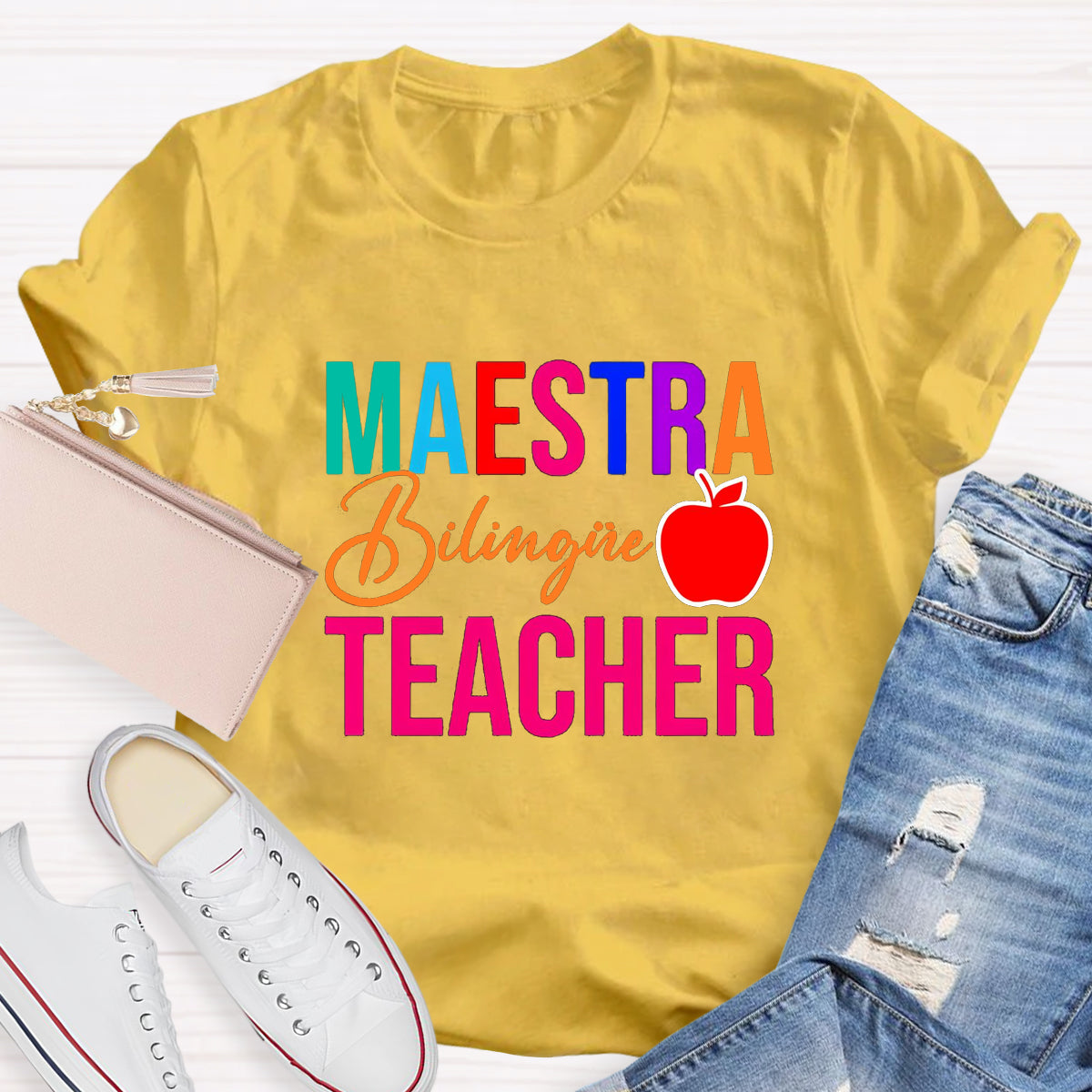 Maestra Bilingual Teacher With Apple T-Shirt