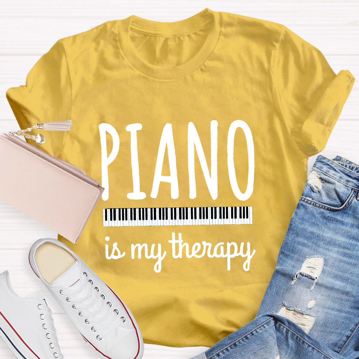 Piano Is My Therapy Teacher T-Shirt