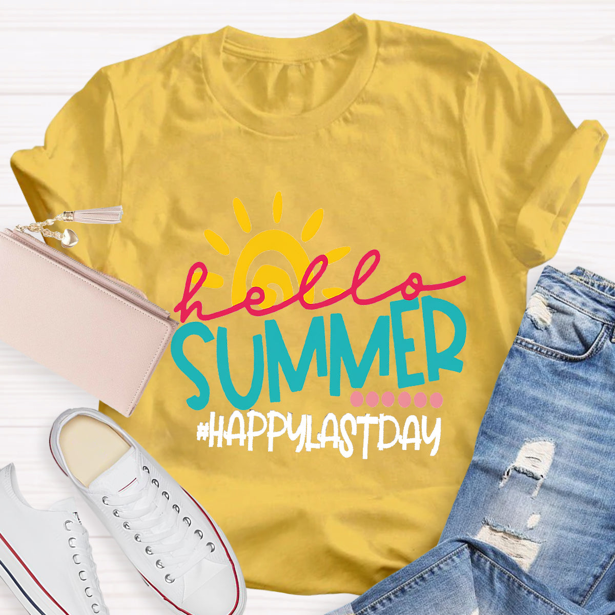 Hello Summer Teacher Graphic Tee Shirt