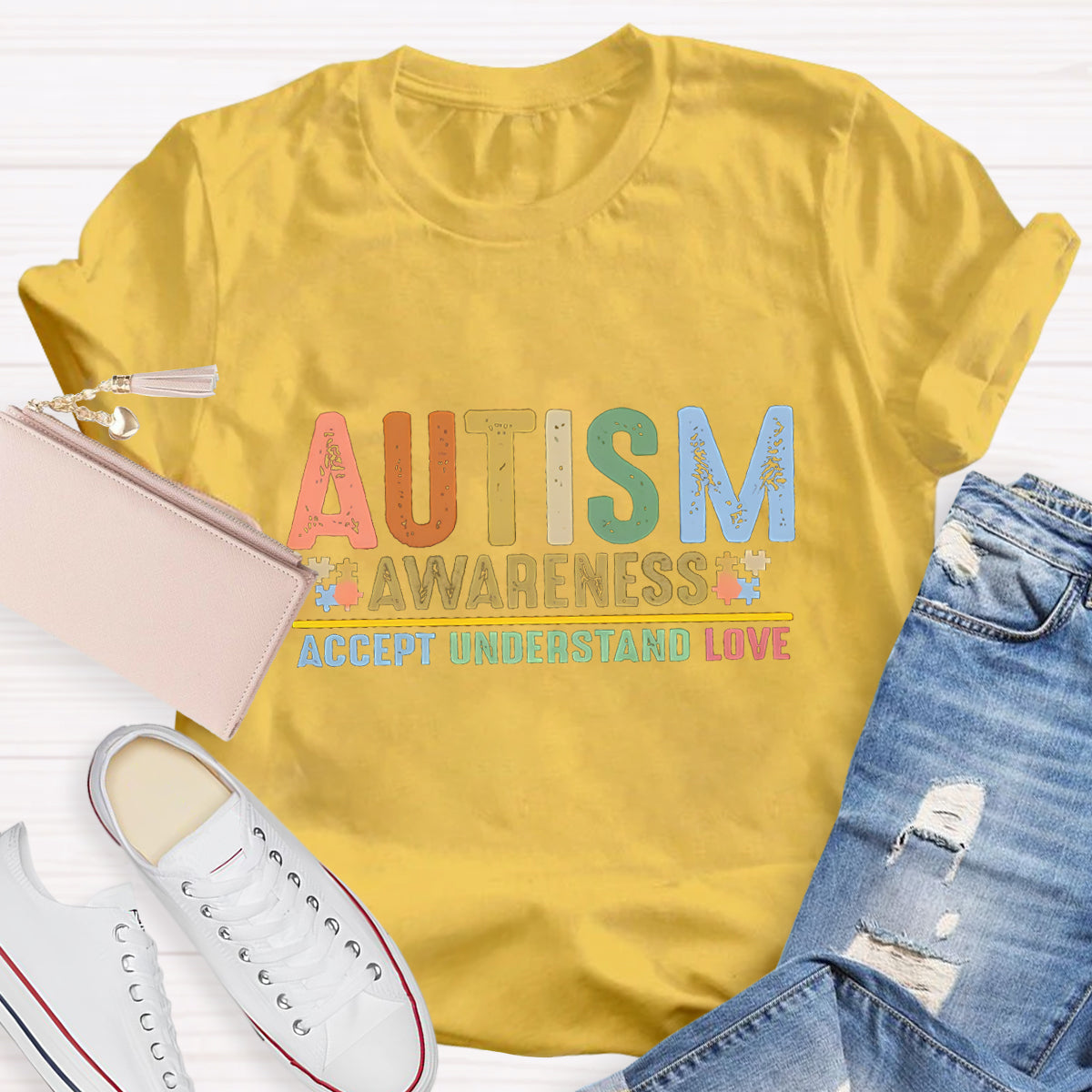 Autism Awareness Accept Understand Love Teacher T-Shirt