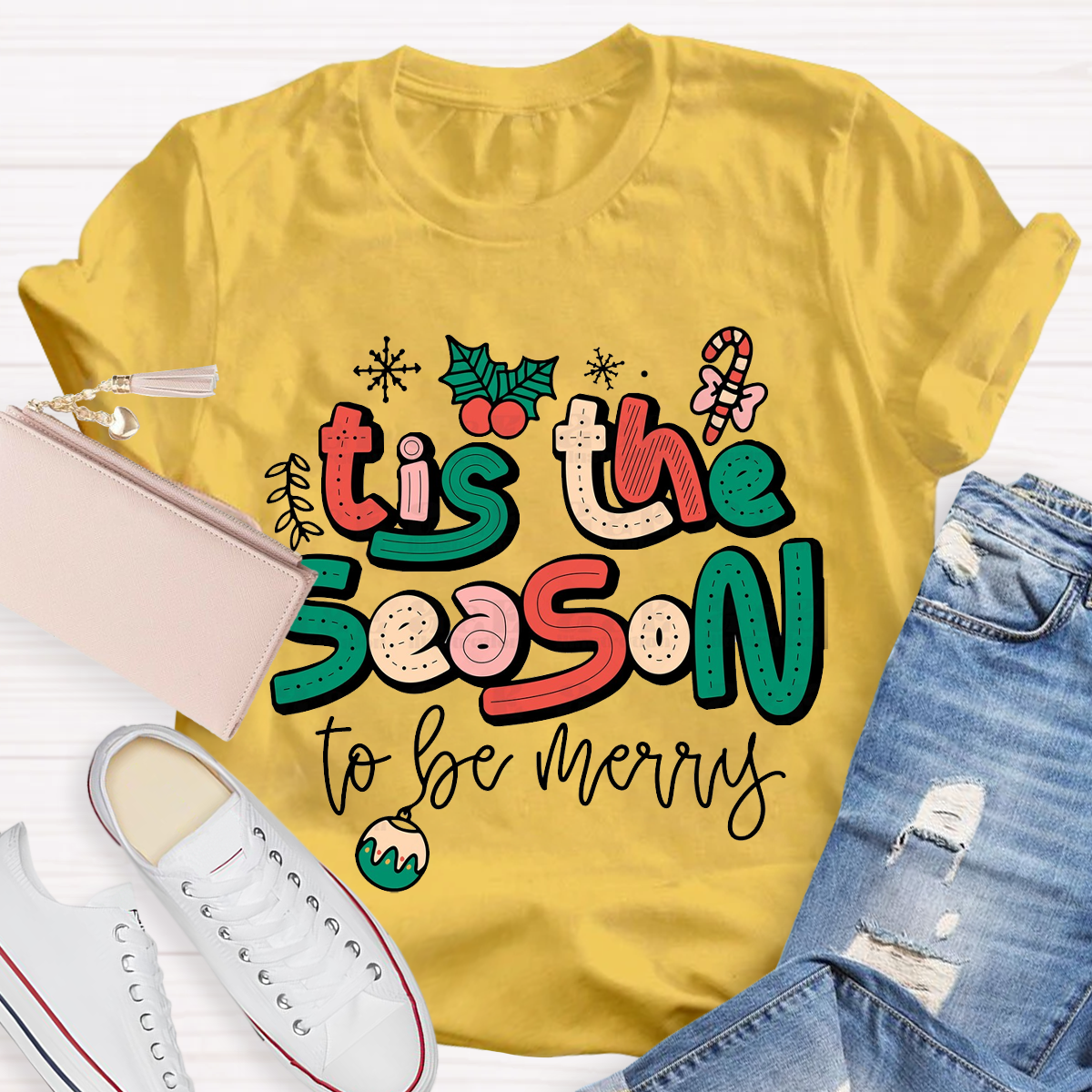 Cute Chrsitmas Tis The Season Teacher T-Shirt