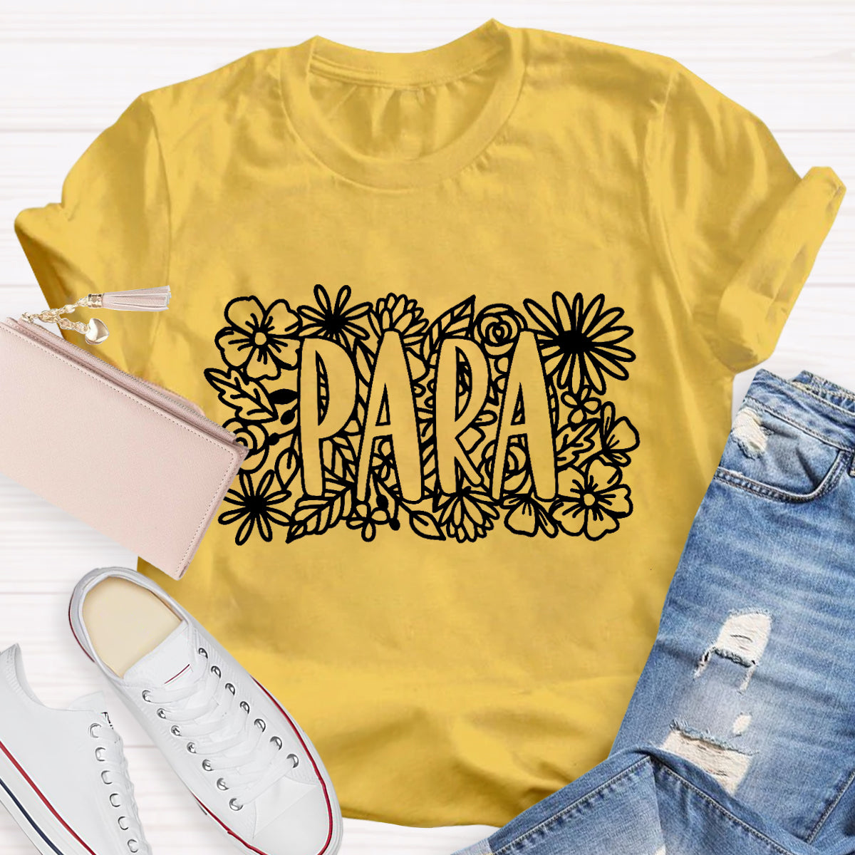 Floral Para Teacher T-Shirt