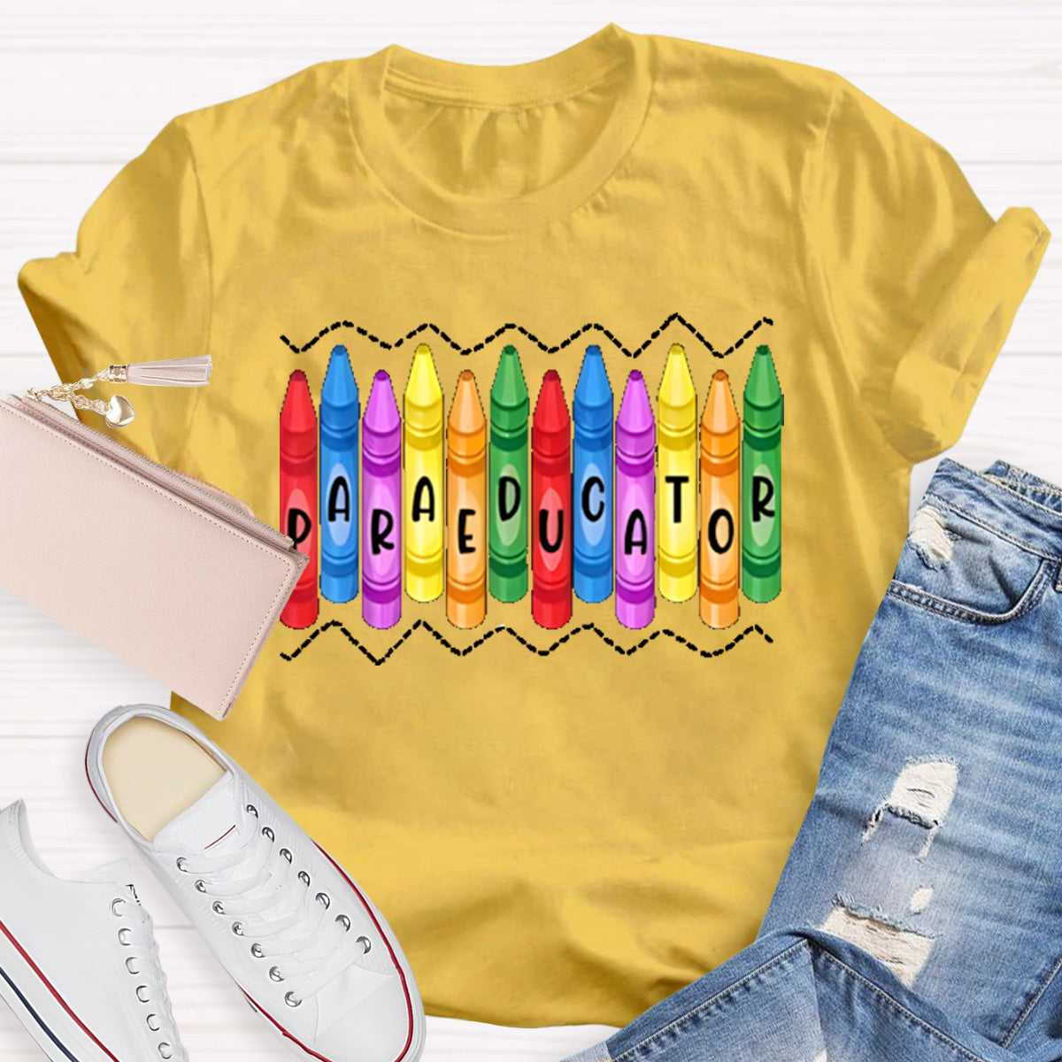 Paraeducator Colorful Pencil Teacher T-Shirt