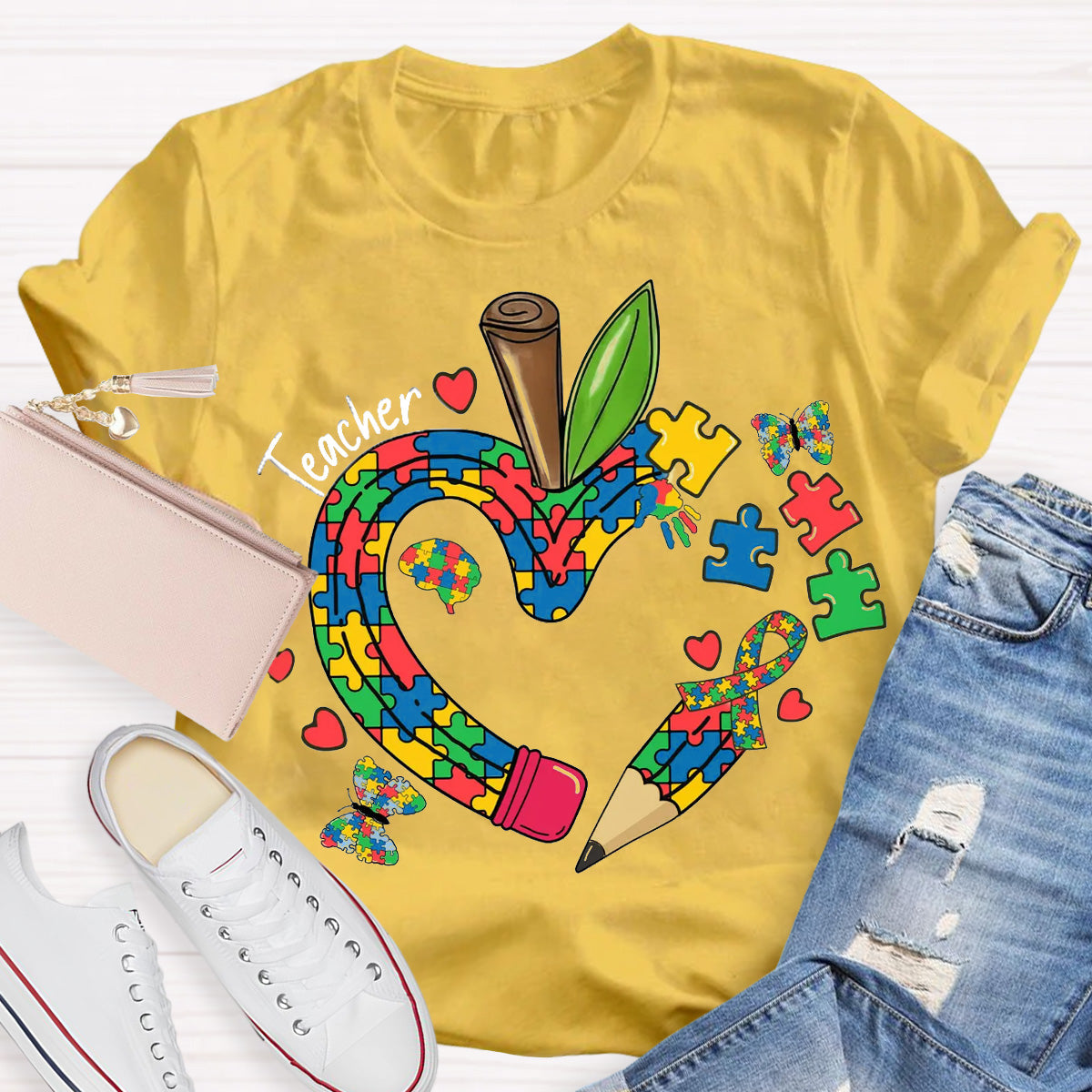 Teacher Apple Pencil Teacher T-Shirt