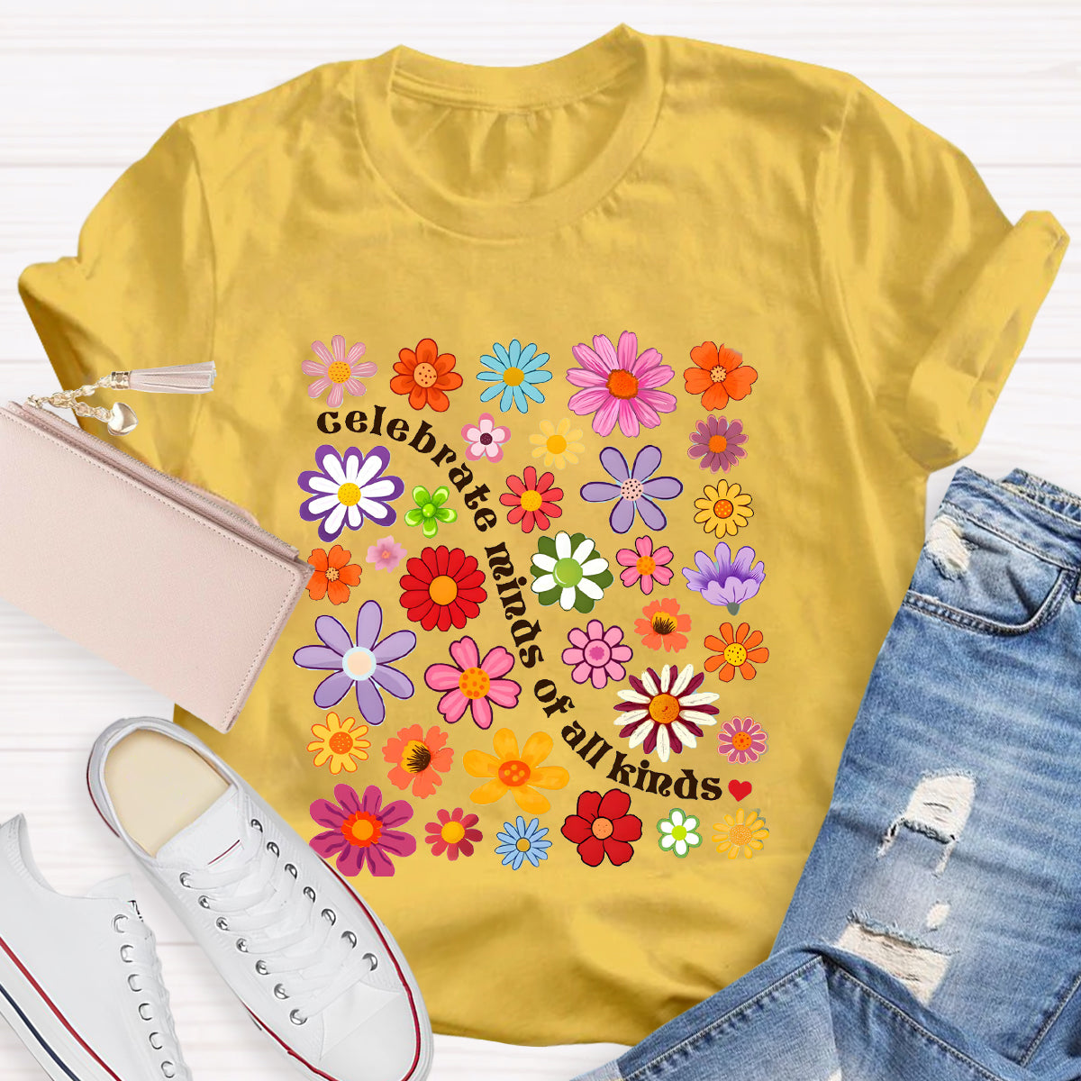 Floral Celebrate Minds of All Kinds T-Shirt