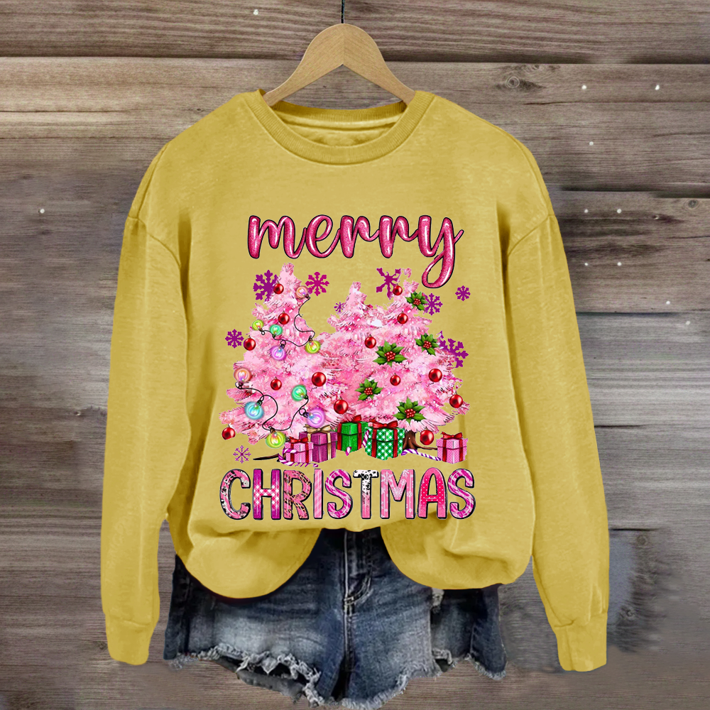 Pink Christmas Trees Teacher Sweatshirt