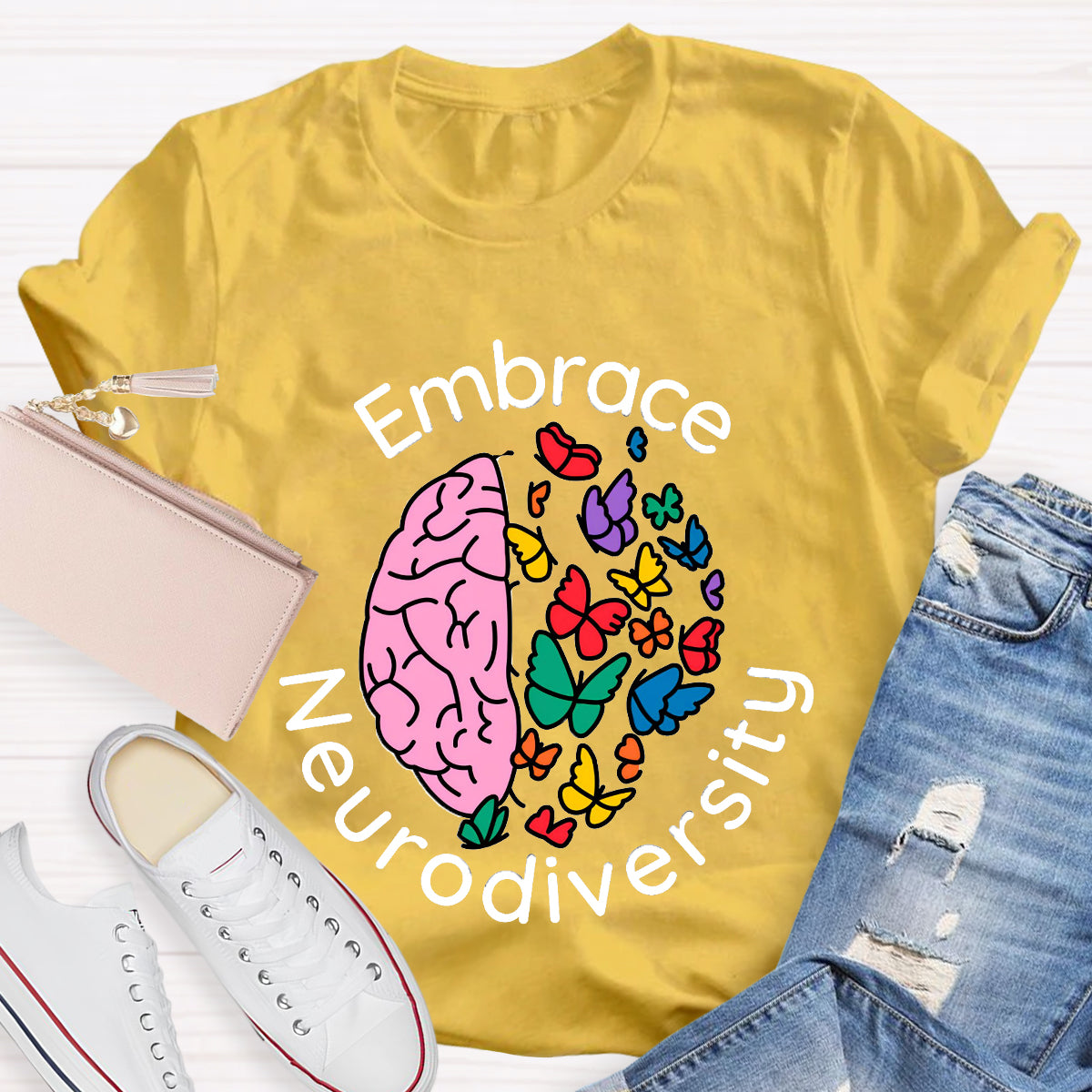 Embrace Neurodiversity Brain Butterfly T-Shirt