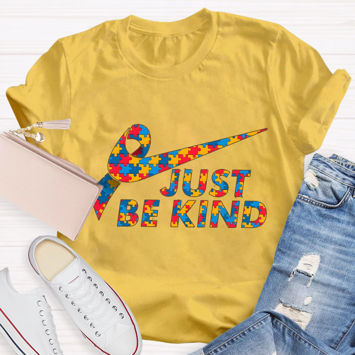 Just Be Kind Color Puzzle  Teacher T-Shirt