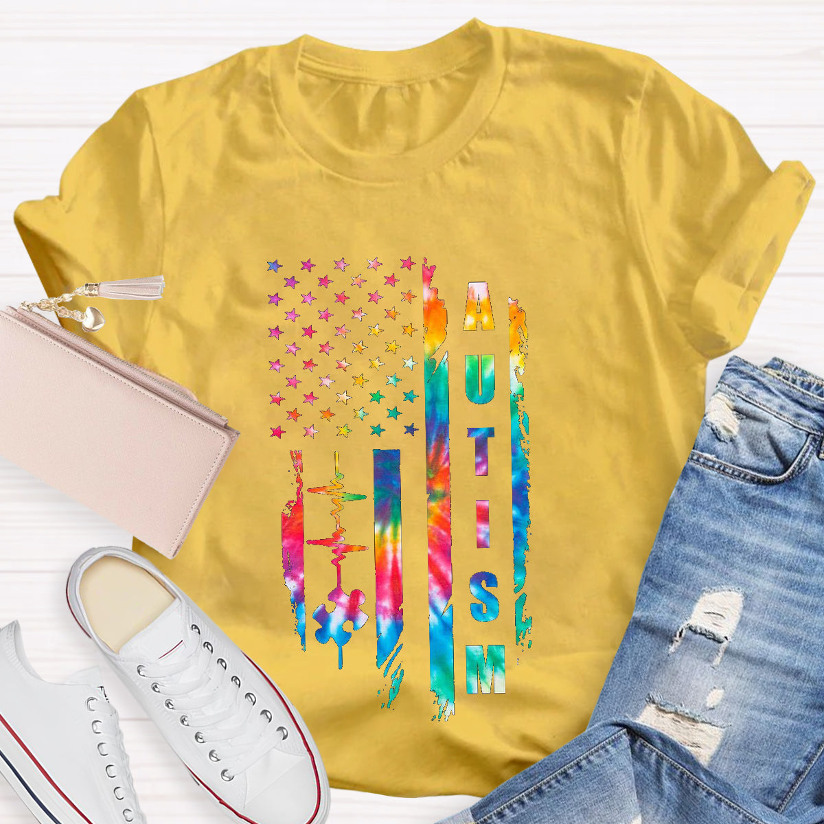 Autism colorful Star Teacher T-Shirt