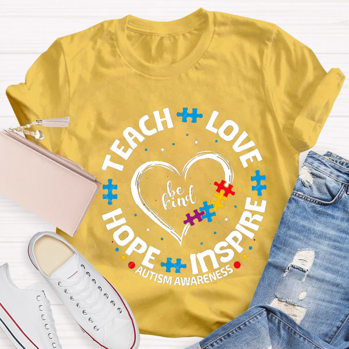 Be Kind Teach Love Hope Heart Teacher T-Shirt