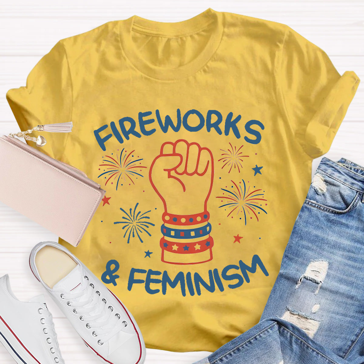 Fireworks And Feminism Teacher T-Shirt