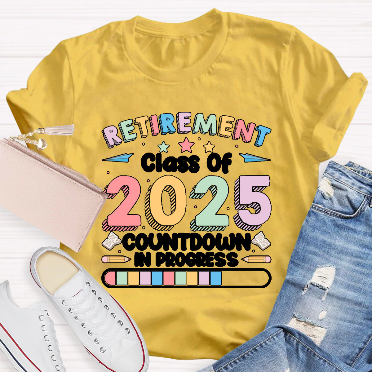 Personalized Year Countdown In Progress Teacher T-Shirt