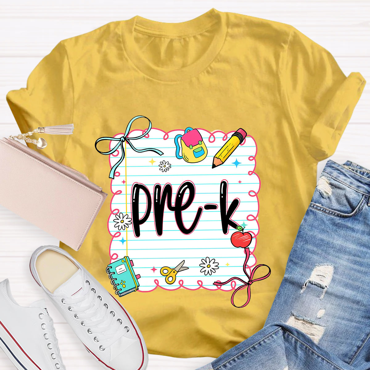 Personalized Grade Square Back To School Teacher T-Shirt