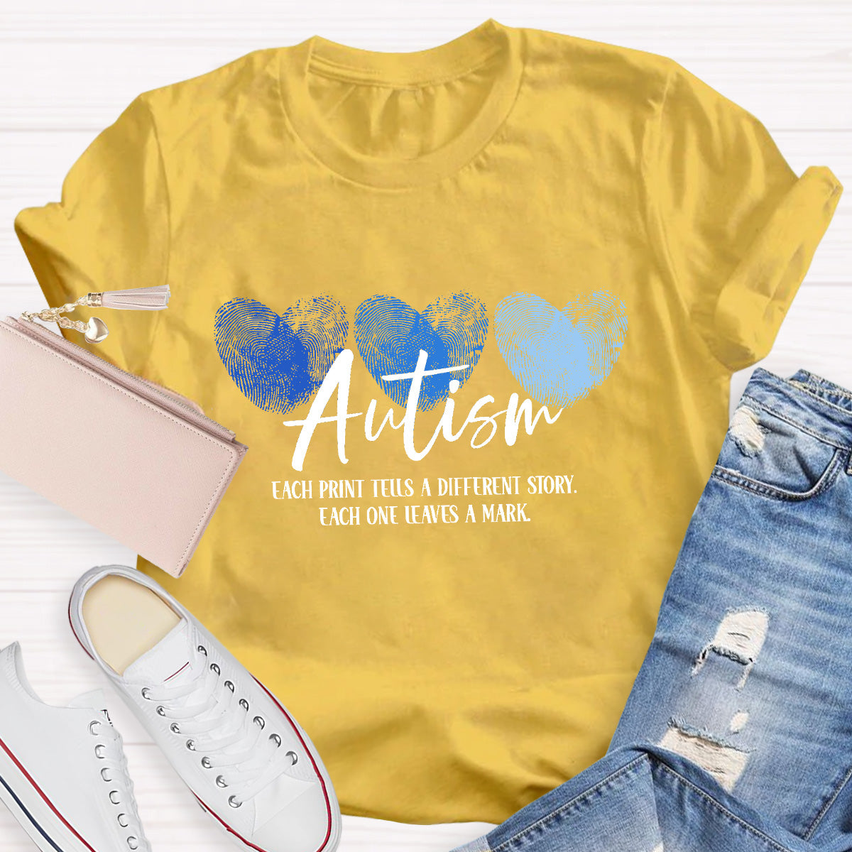 Autism Each One Leaves A Mark Teacher T-Shirt