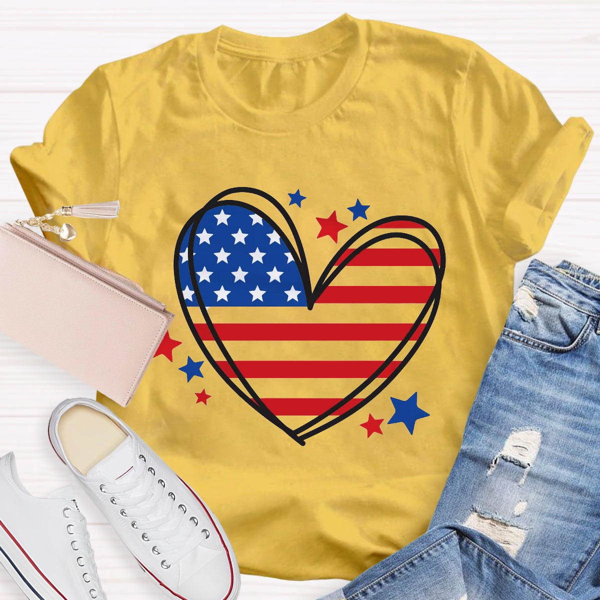 Love Heart USA Teacher T-Shirt