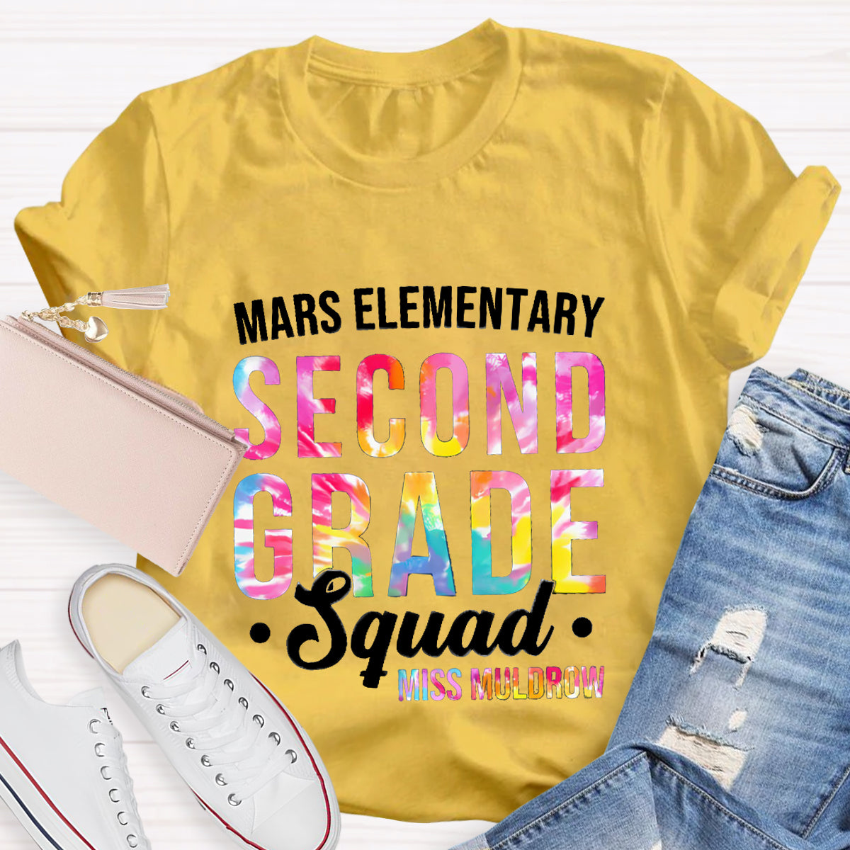Personalized School Name And Grade Squad Teacher's Name T-Shirt