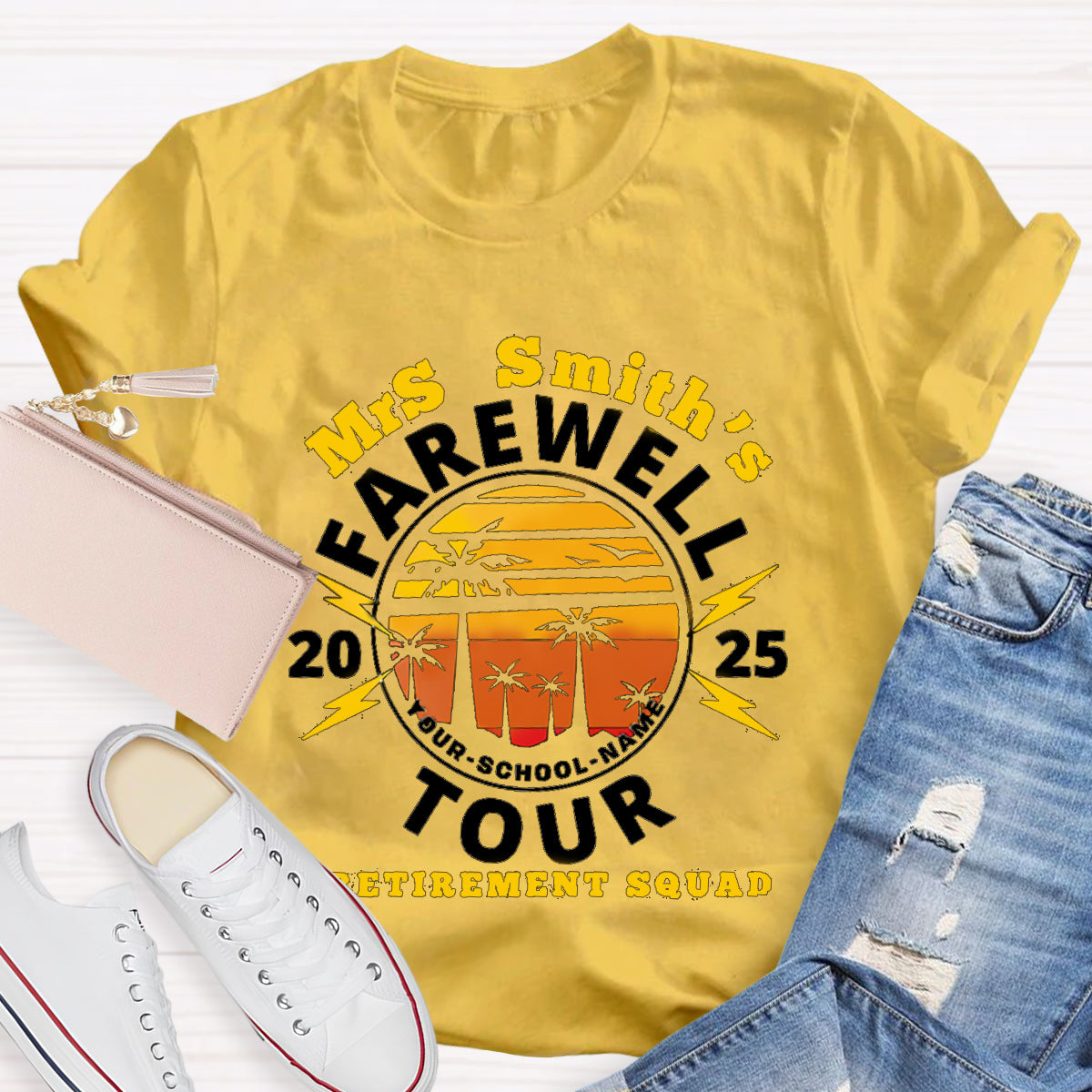 Personalized Teacher's Name And School Name Farewell Tour Retirement Squad T-Shirt