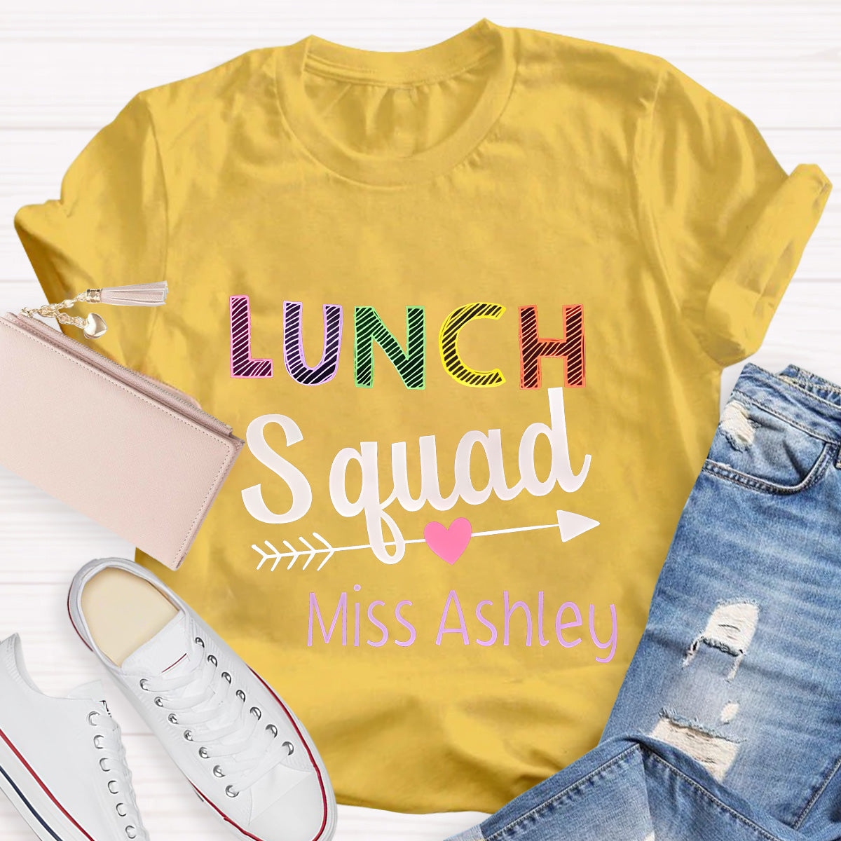 Personalized Name Lunch Squad Teacher T-Shirt